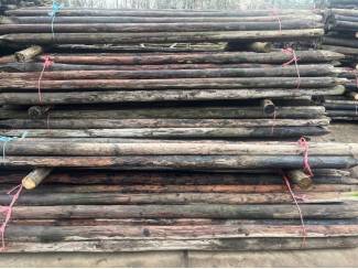 Appels gecreosoteerde  boompalen 3meter  7  en  9  dik