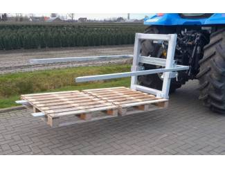 heftrucks stapelaars palletwagens Verzinkte Dubbele Palletdrager met Verstelbare Vastzetkokers